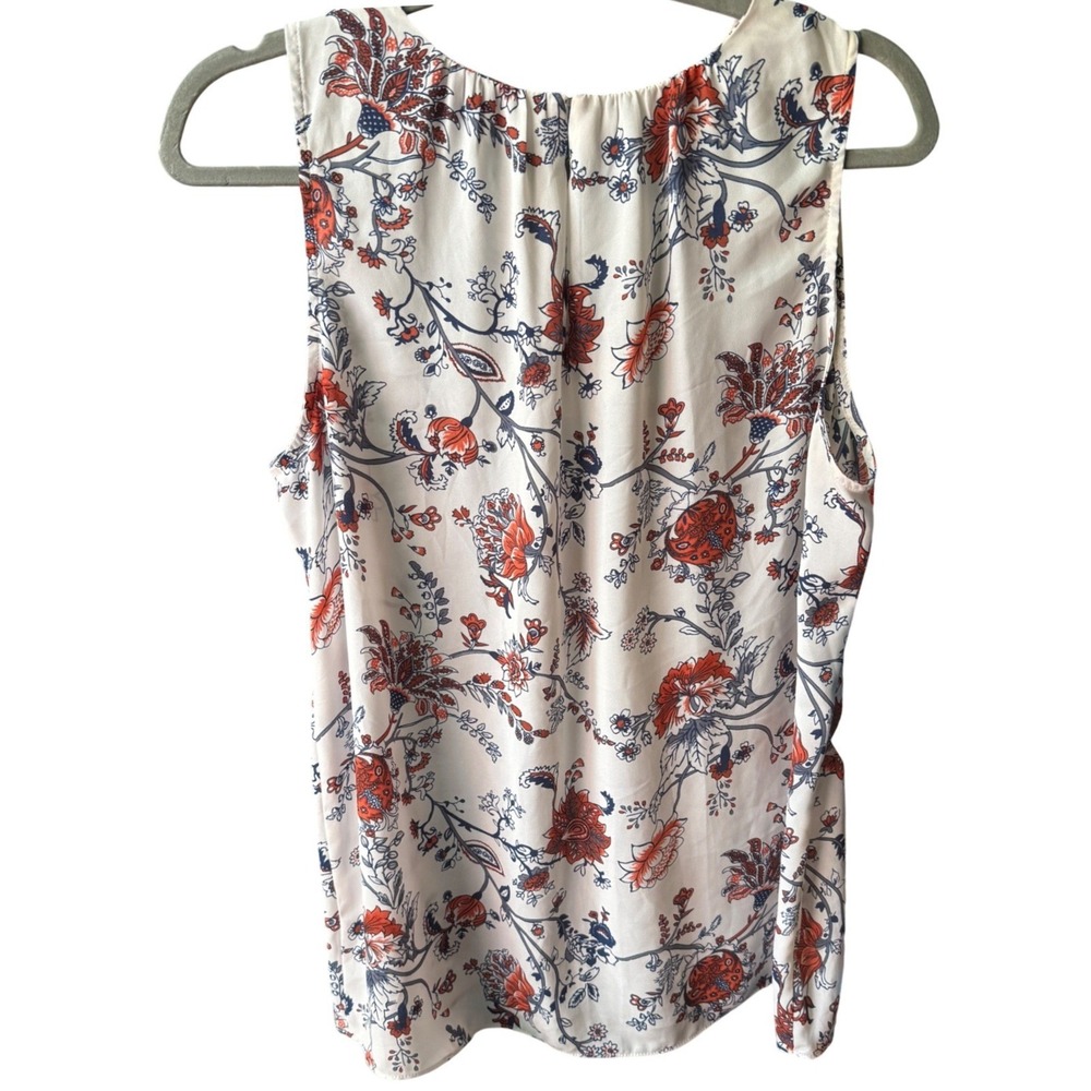 EUC Violet & Claire Floral Paisley Sleeveless Blouse White Large Keyhole Back - Picture 9 of 9